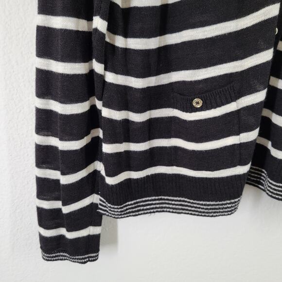 NWT Tommy Hilfiger Knit Cardigan Sweater Sz XL Black White Stripe Pockets Preppy - Picture 5 of 8